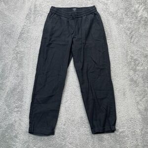 J Crew Pants Womens 6 Black Linen Cotton Cuffed Straight Leg Drawstring Casual